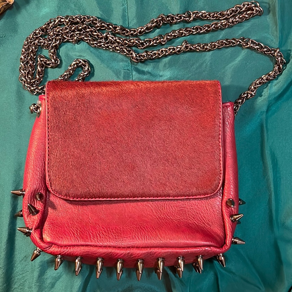 ONE OF A KIND - Edgy Blood Red Spiked Cross Body bag